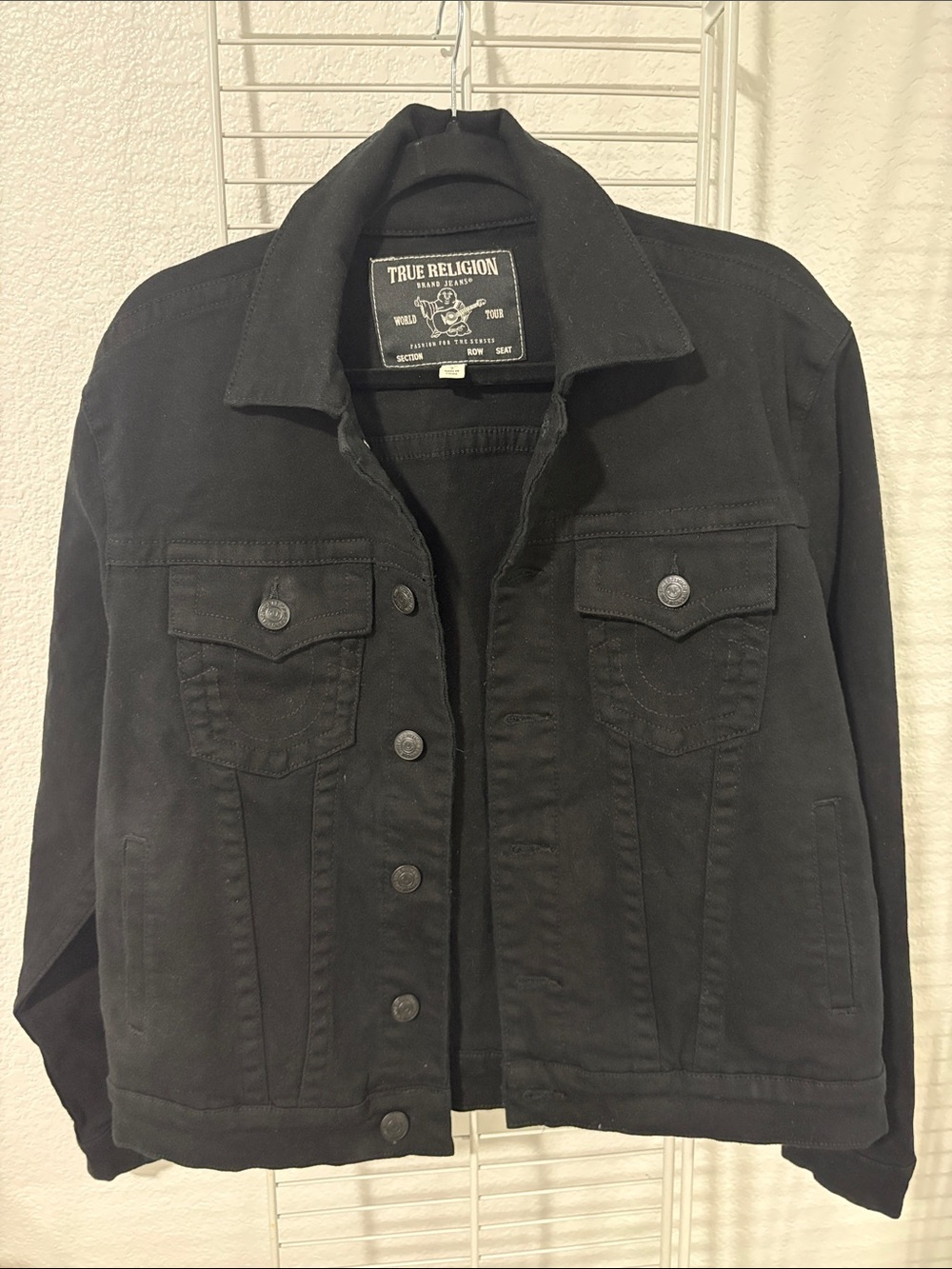 True Religion Black Denim Trucker Jacket